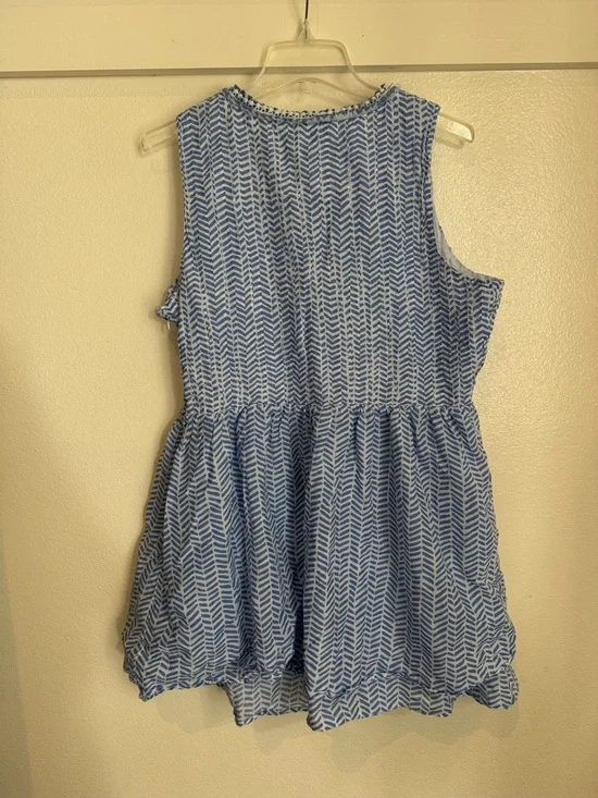 Vineyard Vines Blue Cotton Mini Dress Sleeveless Fit & Flare Summer Size L - Picture 7 of 9